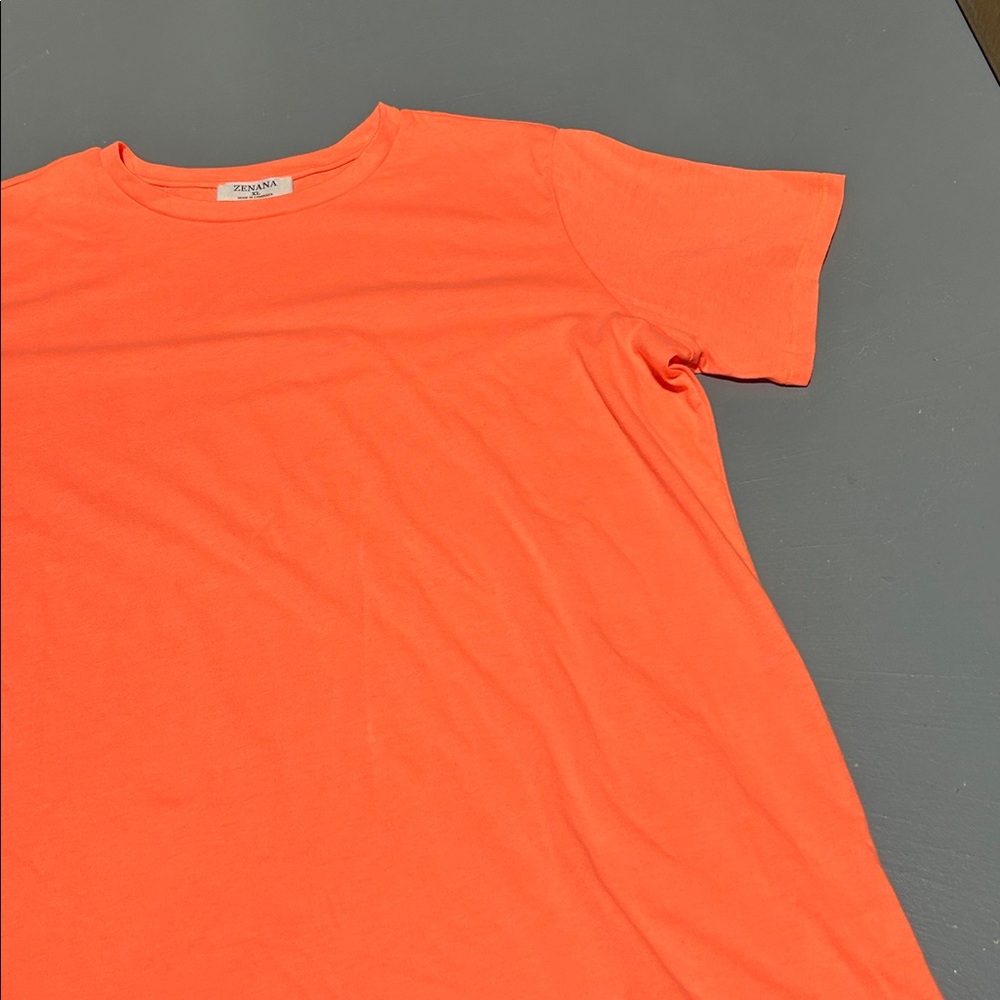 Zenana Orange Basic Essential Soft Short Sleeve Shirt (Women’s XL) - Picture 3 of 7
